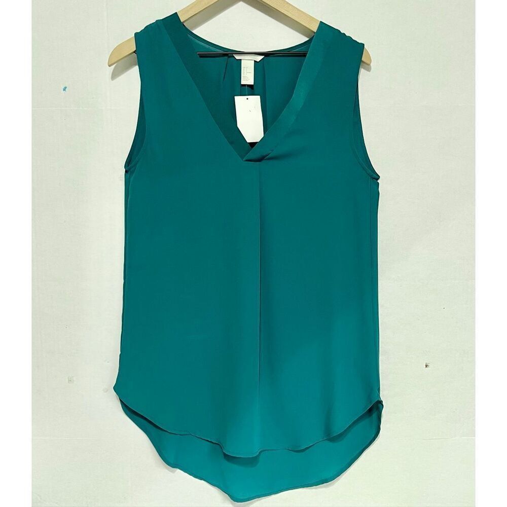 H&M Teal V-Neck Sleeveless Blouse